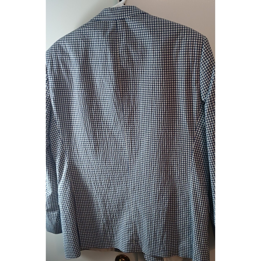 Tommy Hilfiger Blue Gingham Checkered Mens Sports Coat 44R Blazer Preppy Jacket - Picture 2 of 12